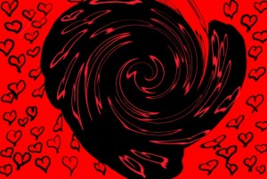 hearts twirl red black Image art created by LnCreations