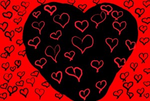 hearts galore red black Image art by LnCreations